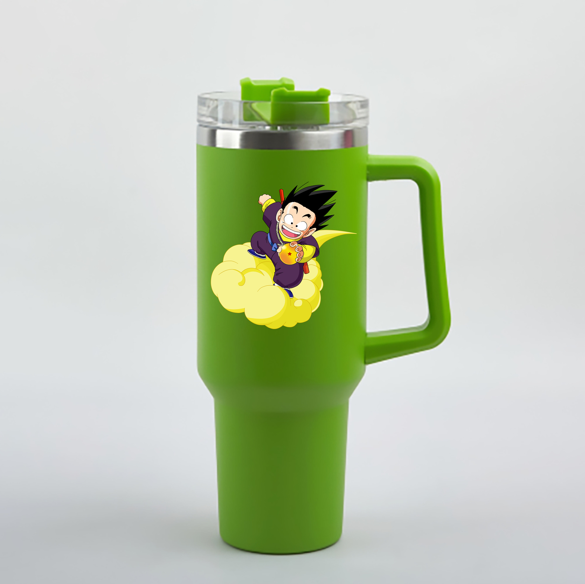 （画像用） ドラゴンボール 孫悟空（そん ごくう）Son Goku カカロット DRAGON BALL Kakarotto 1200mL車用タンブラー - クリスタルステッカー（プラスチックストロー付き）